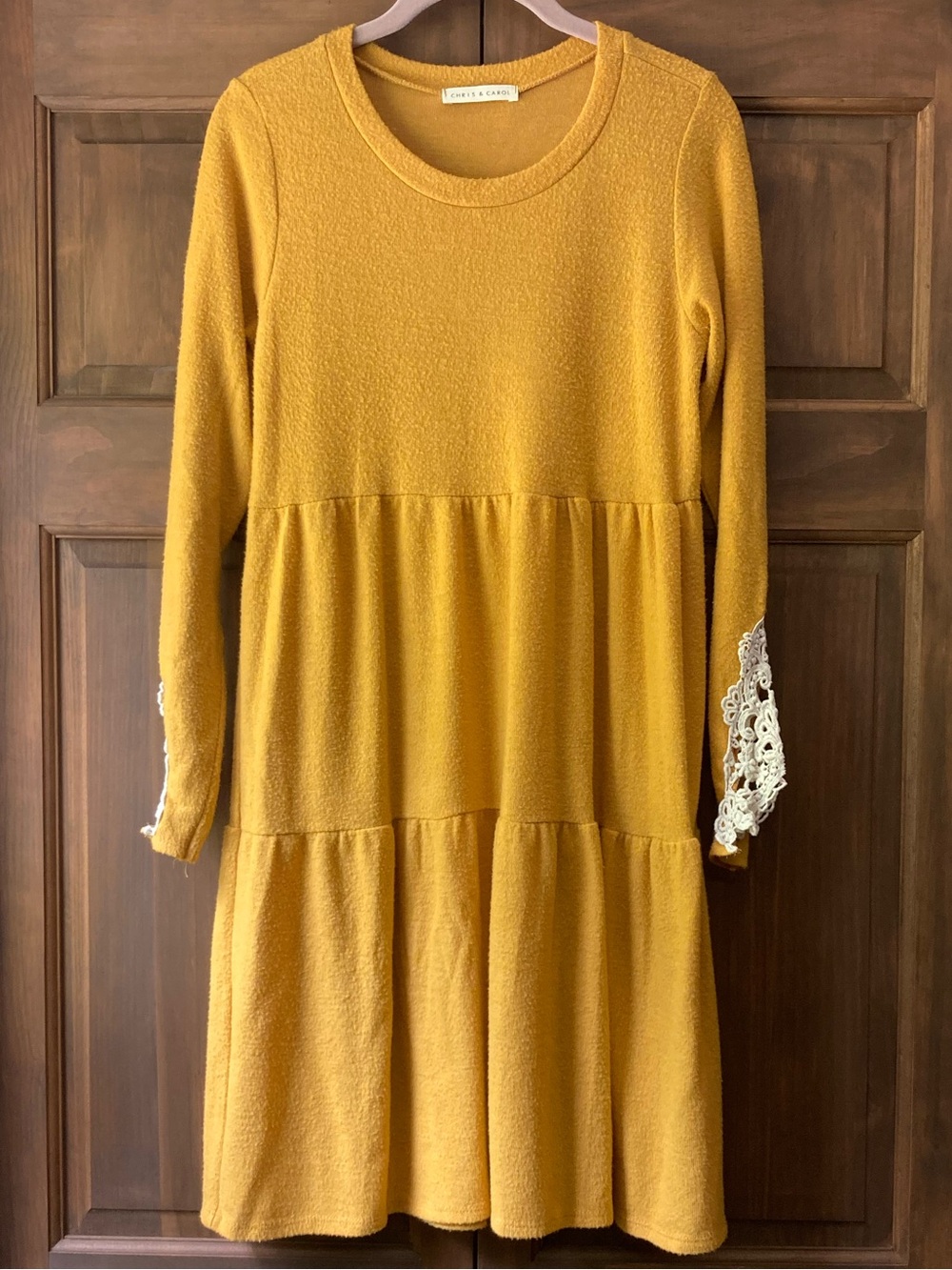Casual Chris & Carol Goldenrod Yellow Fuzzy LS Dress Small
